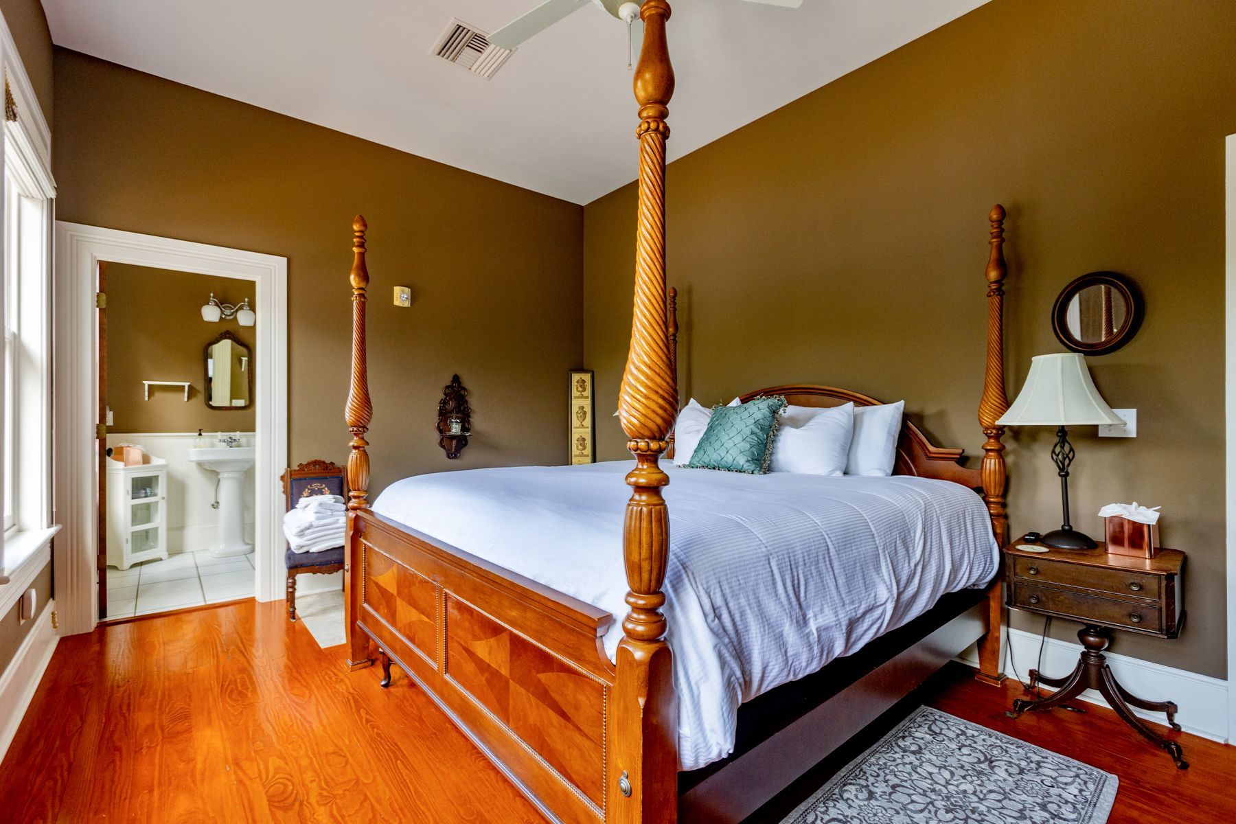 Interior and exterior of the Camellia Rose Inn - rent the inn as a whole home AirBNB or VRBO.