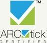 The logo for arc tick certified is a blue and green check mark.