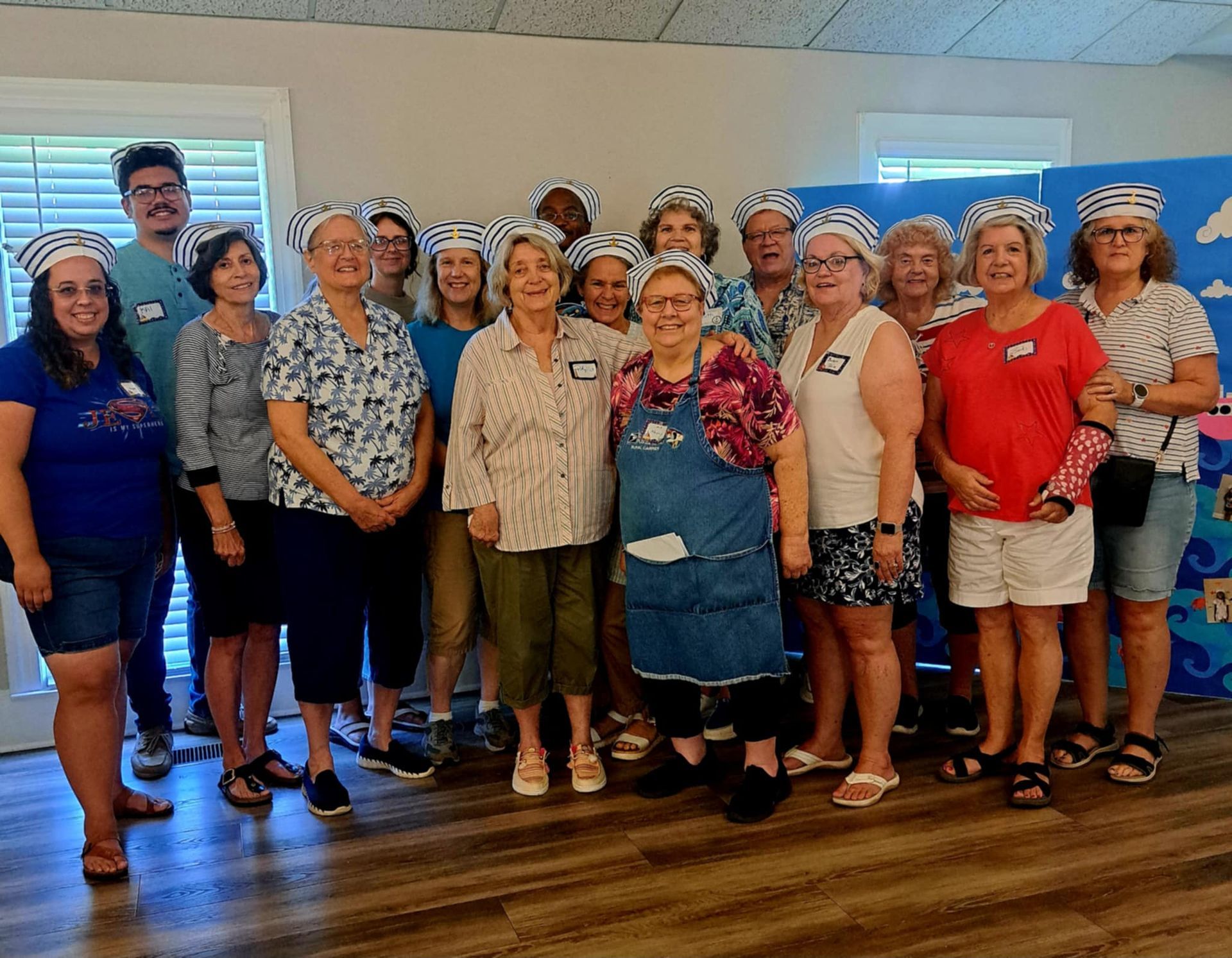 Group of Volunteers wearing sailor hats