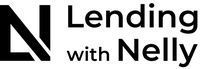 A black and white logo for lending with nelly.