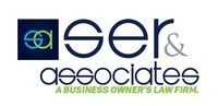 The logo for ser & associates is a business owner 's law firm.