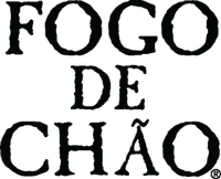A black and white logo for fogo de chao on a white background.