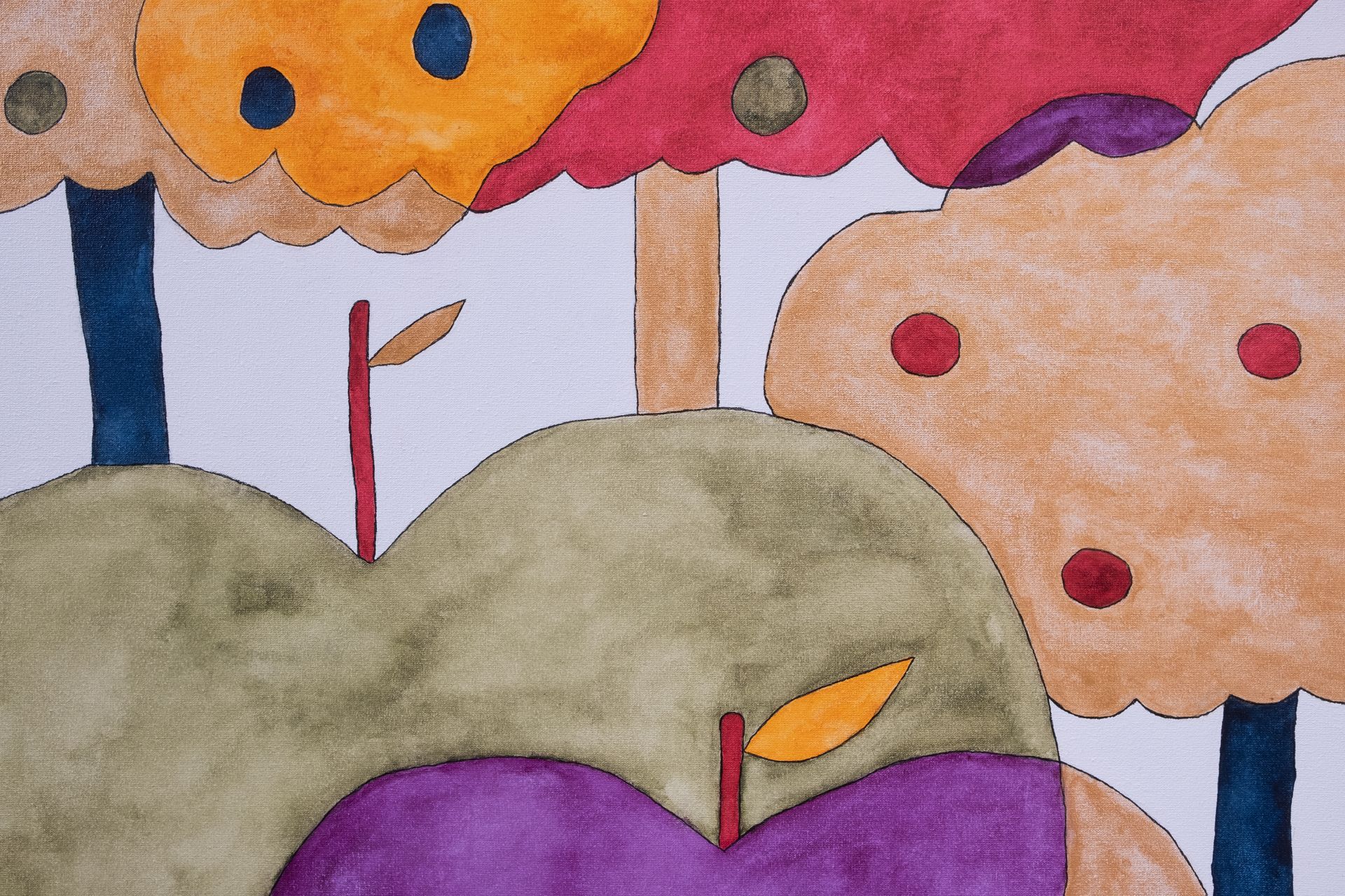 Onderdeel van untitled 2024 je ziet een stukje van de appels en van de appelbomen.