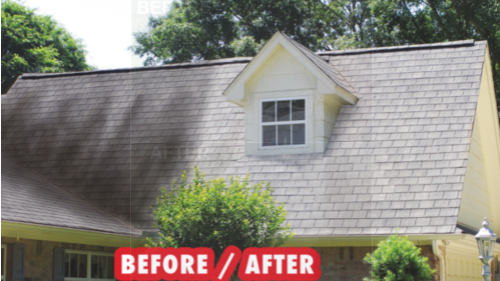 a before and after picture of a roof