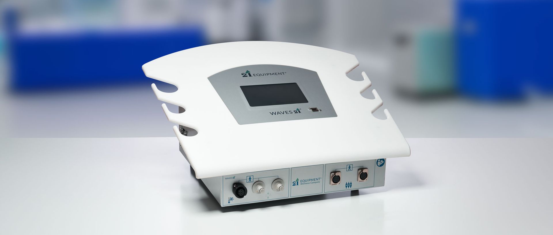 Waves 21 therapy device on display – advanced equipment for electrostimulation and wellness treatment.