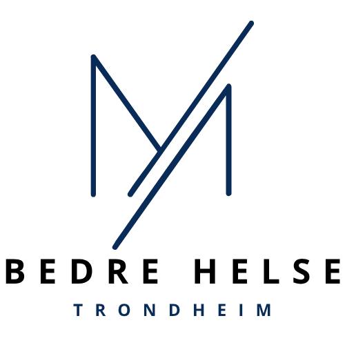 Logo for Bedre Helse Trondheim – a minimalist M-symbol with diagonal lines and the word 