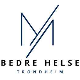 A blue and black logo for bedre helse trondheim