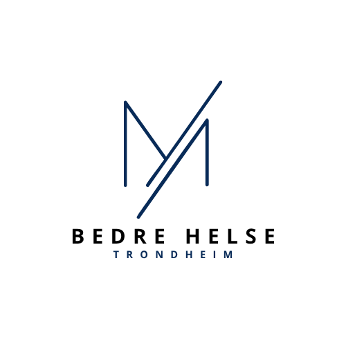 Logo for Bedre Helse Trondheim – minimalistisk blå M med skrå linje.