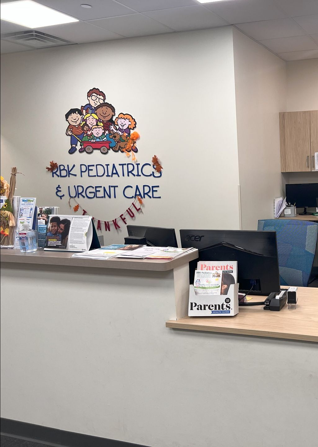 Reception desk at RBK Pediatrics, Bay Shore & Commack, NY