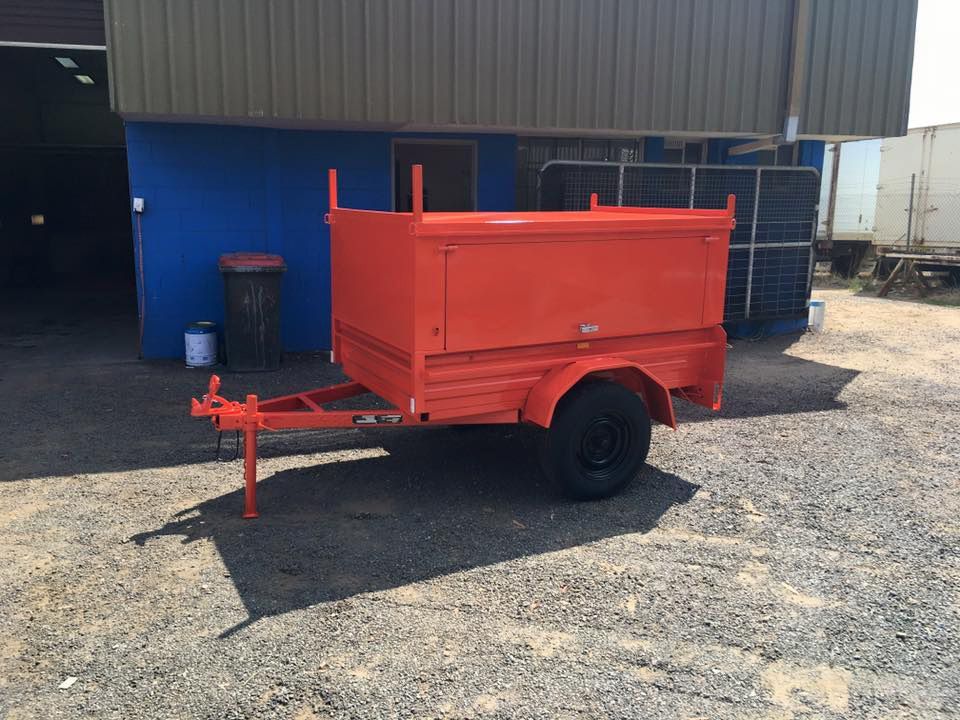 New Red Trailer After Painting — ASSB Armidale Sand & Soda Blasting In  Armidale, NSW