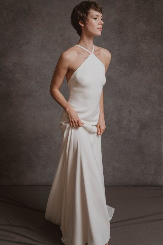 sophie et voila draped satin maxi dress Sophie et Voilà Wedding Dresses Atlanta