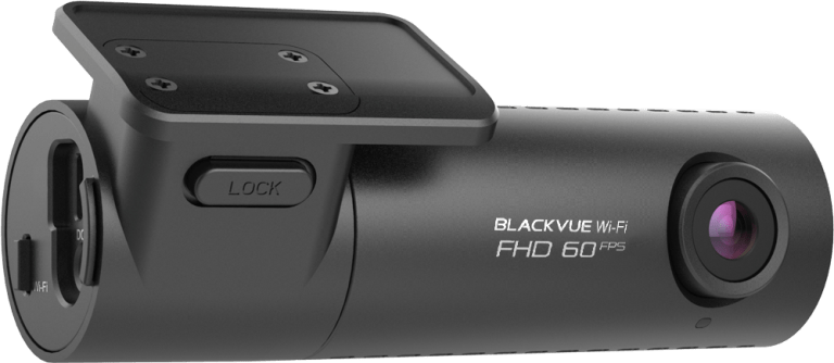 A blackvue dash cam with a micro sd card slot