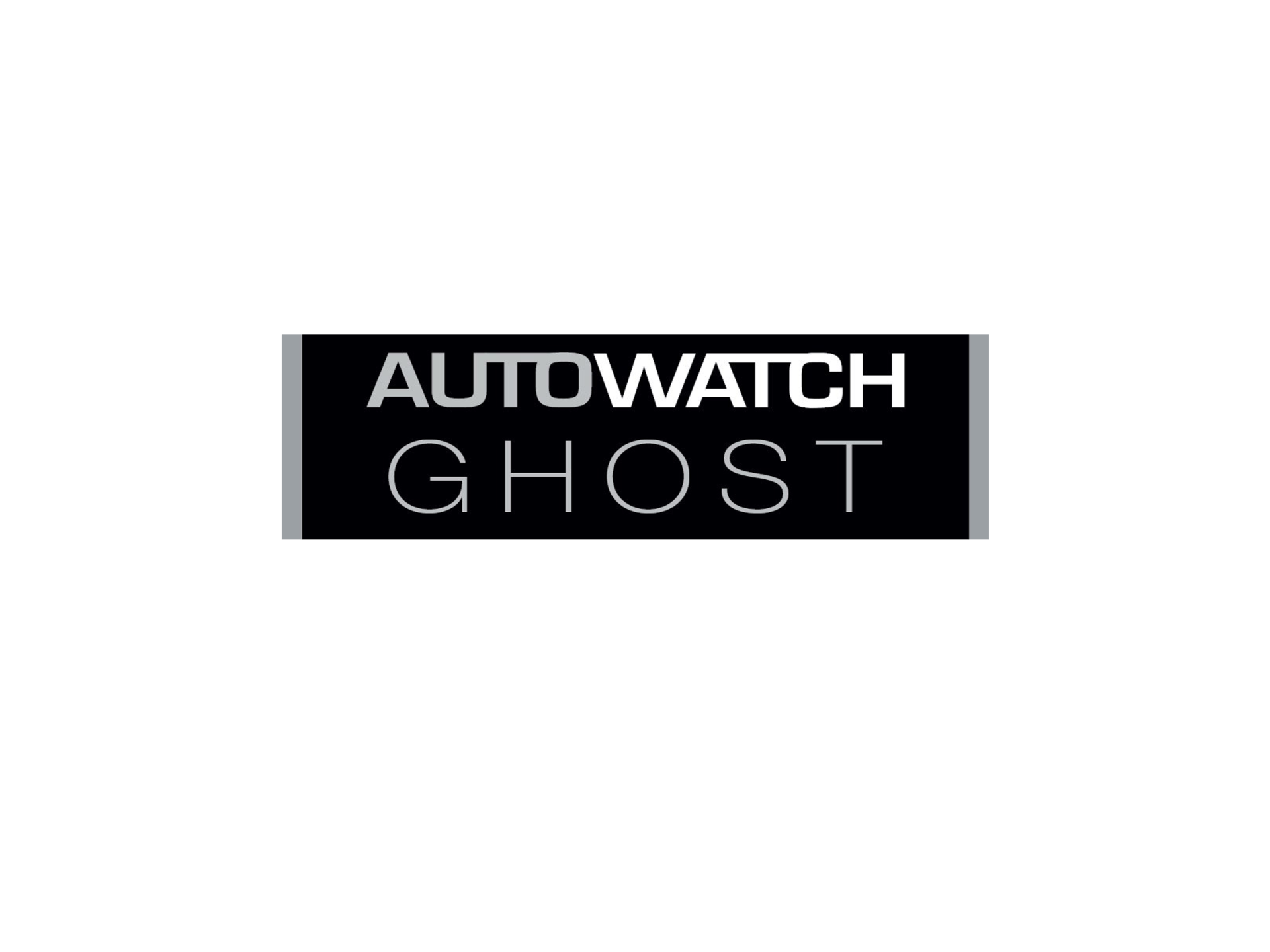 A black and white logo for autowatch ghost on a white background.