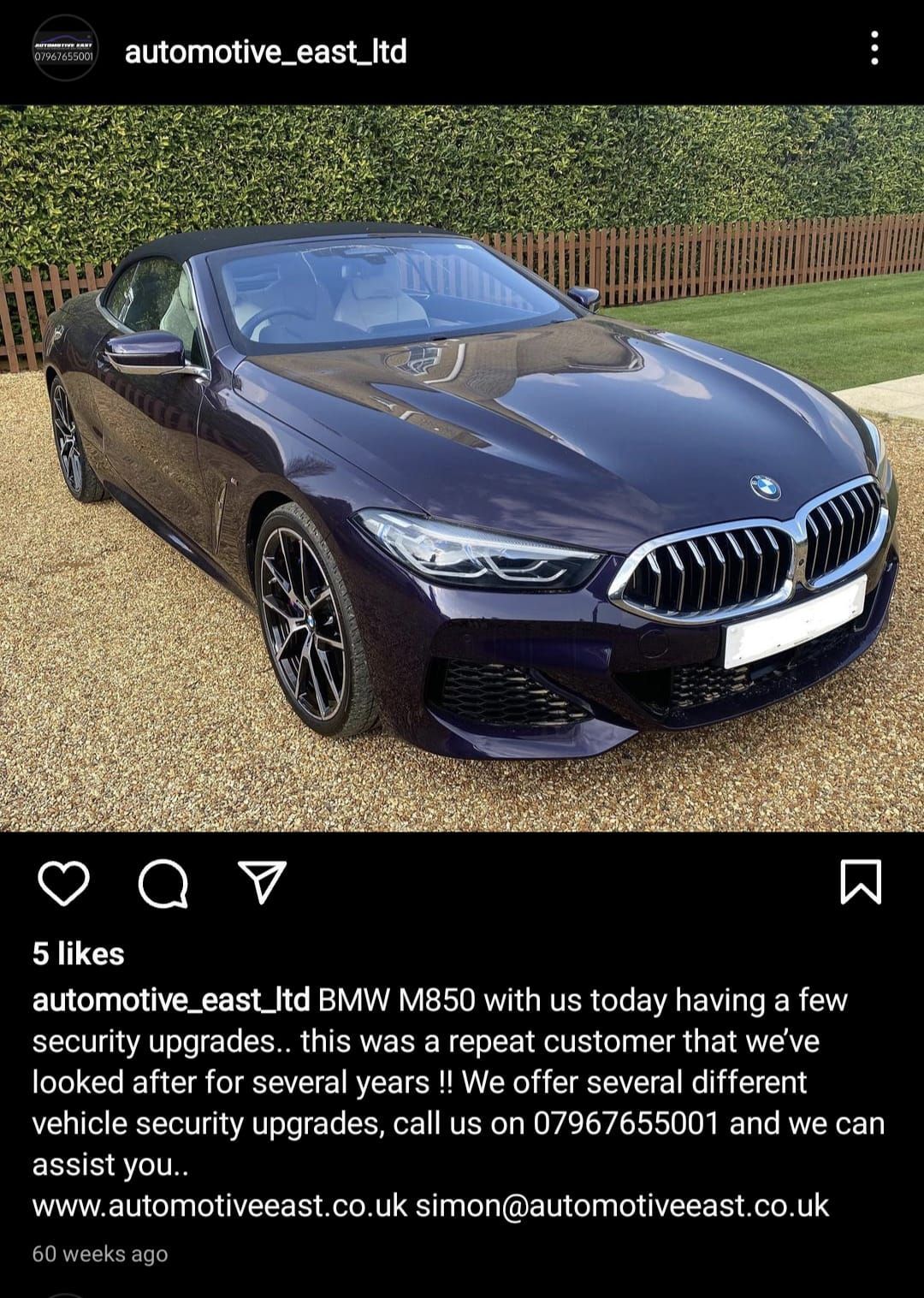 A bmw m850 with up today having a few security upgrades.