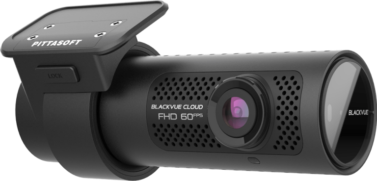A black camera with the word blackvue on it