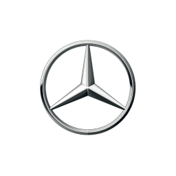 A mercedes benz logo is shown on a white background.
