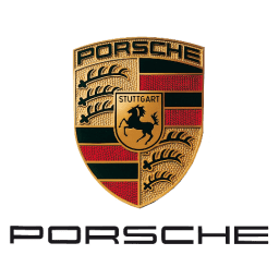 A porsche logo with a horse on it
