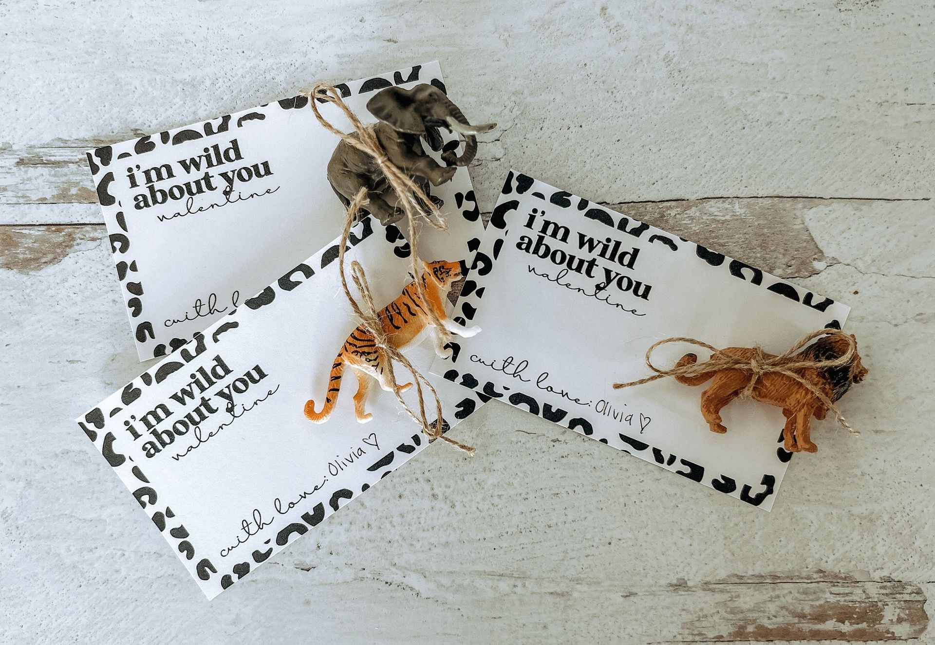 I'm Wild About You Valentine Cards with Toy Animals