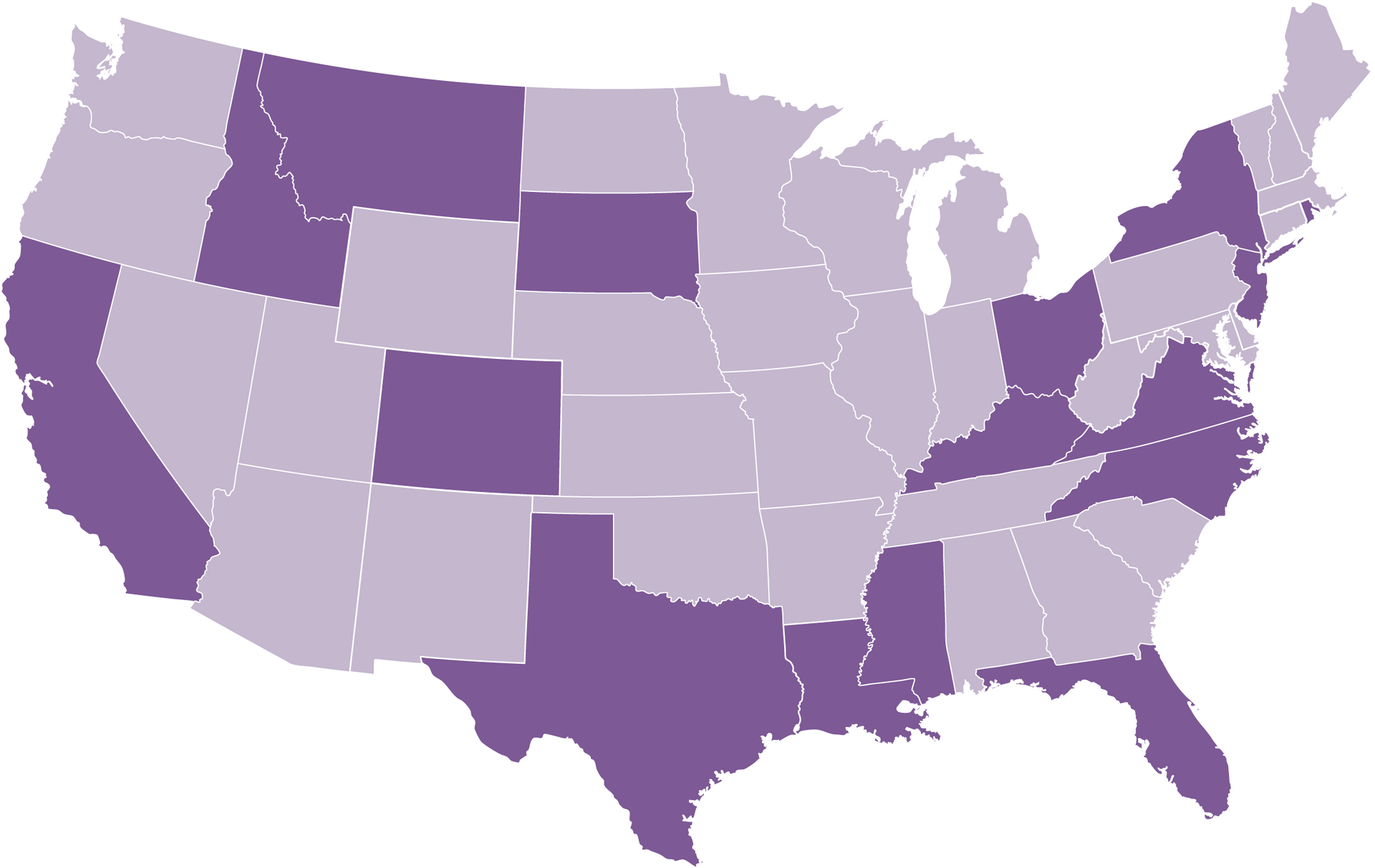 purple map of United States