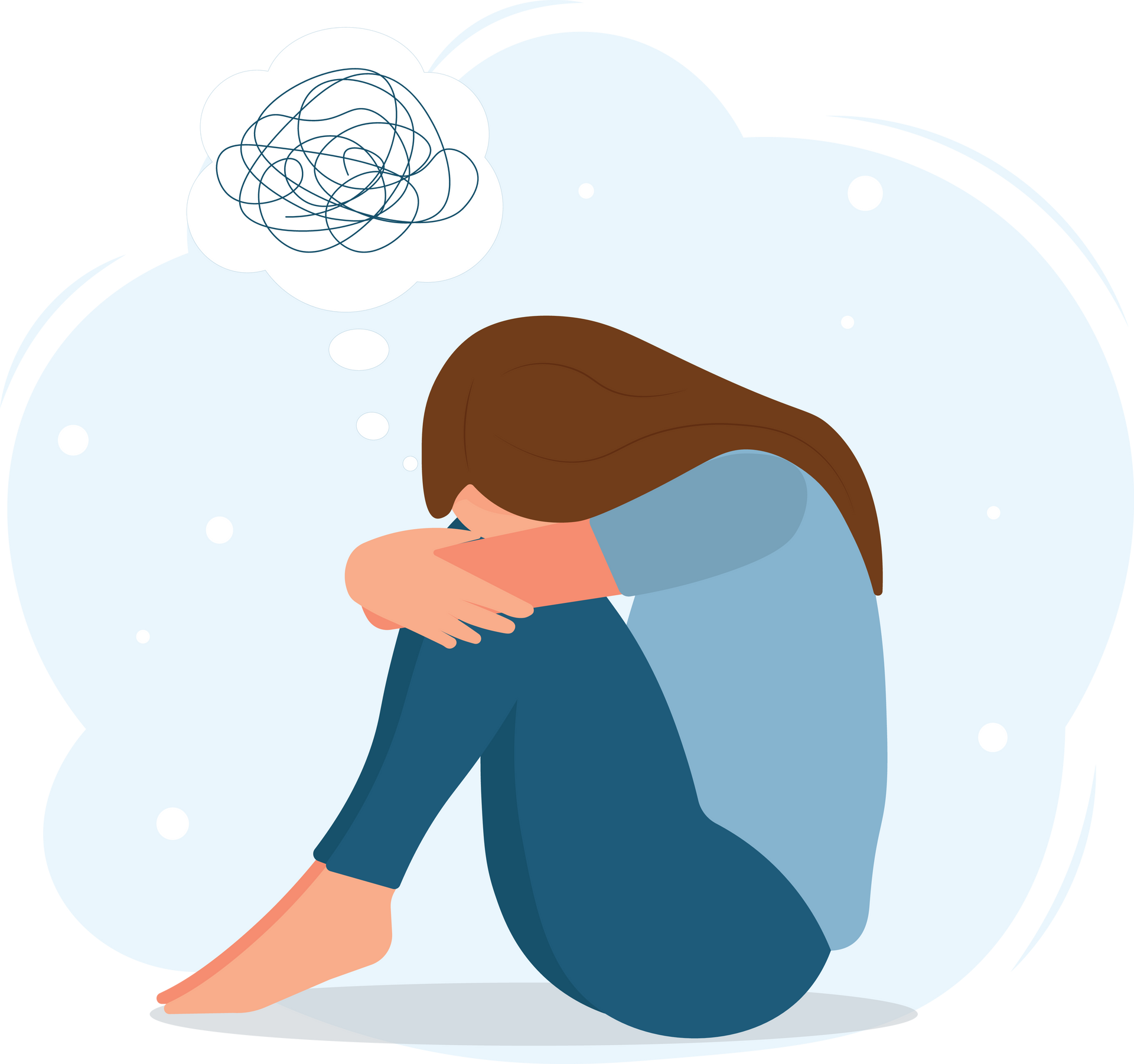 young woman worried illustration