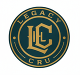 A logo for legacy cru collectors with a crown and cards