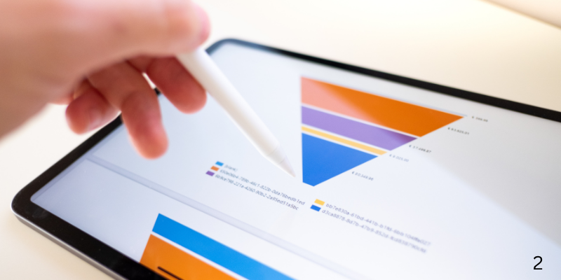 A person is using a pencil to draw a graph on a tablet.