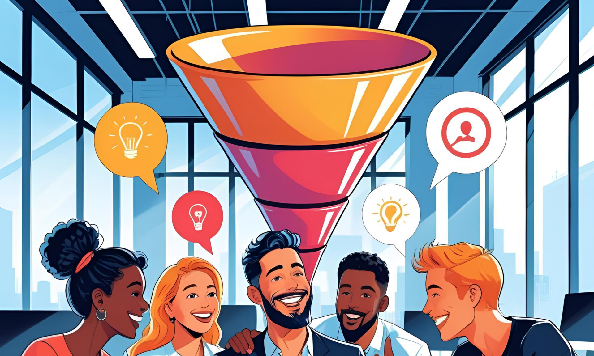 Futuristic marketing analytics dashboard showing AI personalization algorithms, voice search data, and connected TV advertising performance