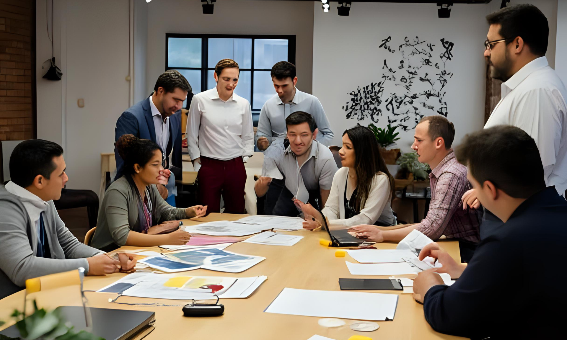 A group of people sitting around a table having a meeting on the importance of performance marketing