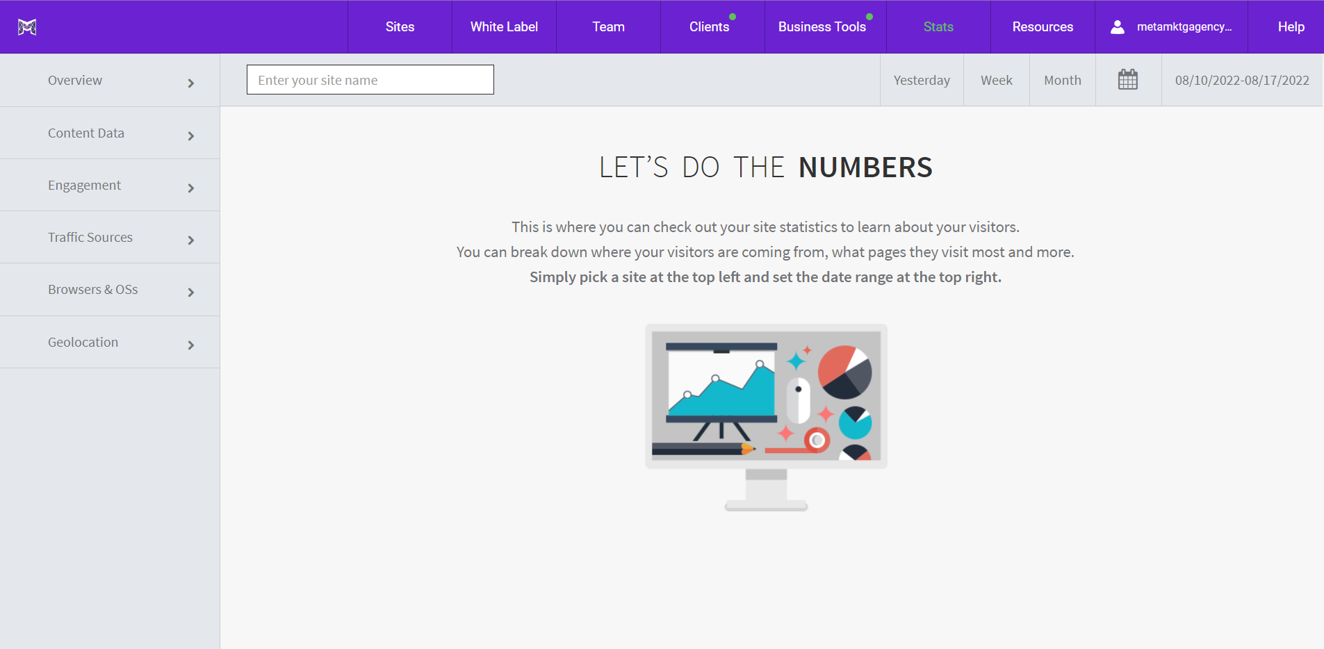 A computer screen with a purple background and a computer monitor with a graph on it.