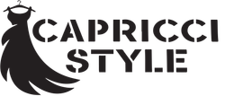 A black and white logo for capricci style abbigliamento donna