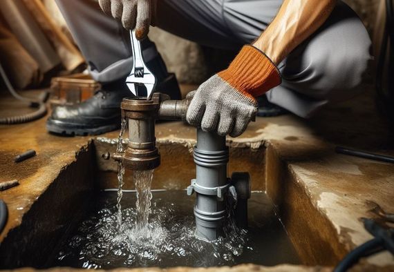 New Era Plumbing - A man is fixing a pipe with a wrench.