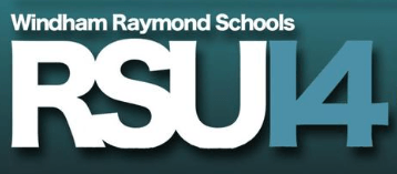 Windham raymond schools rsu14 logo on a blue background