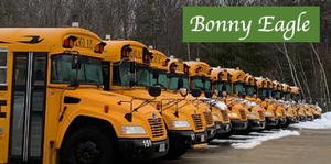 A bunch of school buses are parked next to each other