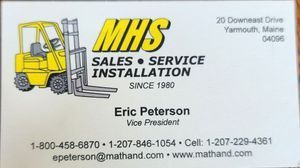 A business card for mhs sales and service installation