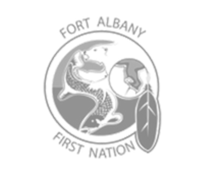 A black and white logo for Fort Albany First Nation