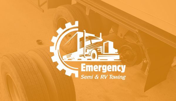 A logo for emergency semi and rv towing