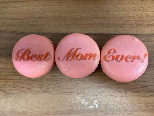 Pink macarons with 