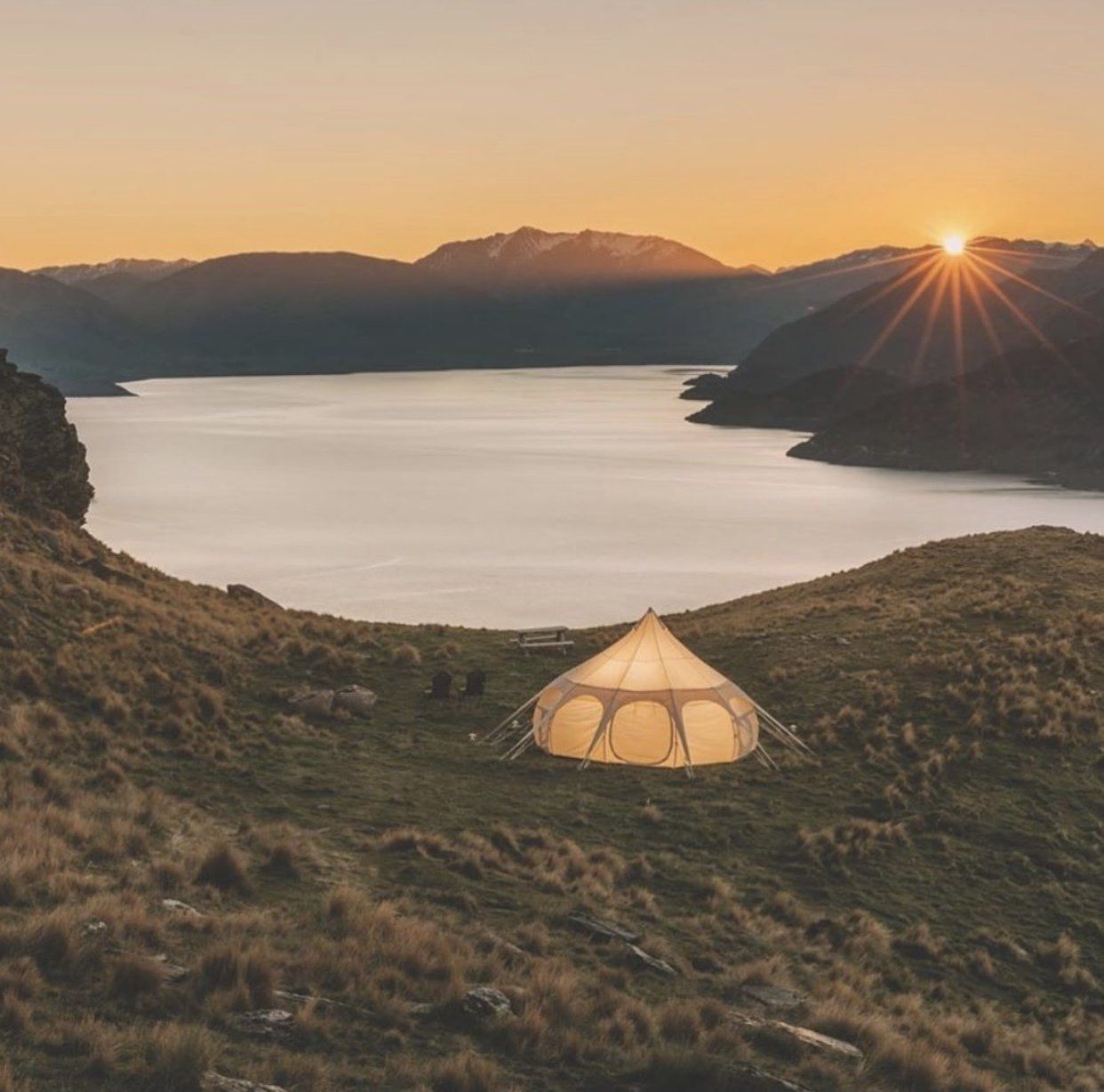 lotus glamping tent at night