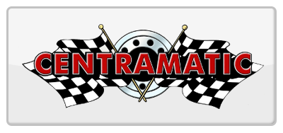 A logo for centramatic with checkered flags and a wheel