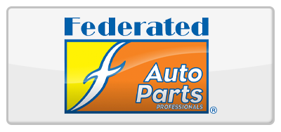 A logo for federated auto parts is shown on a white background
