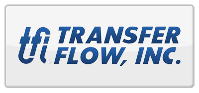 A blue and white logo for transfer flow inc.