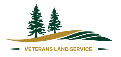 A logo for Veterans Land Service with trees in a circle