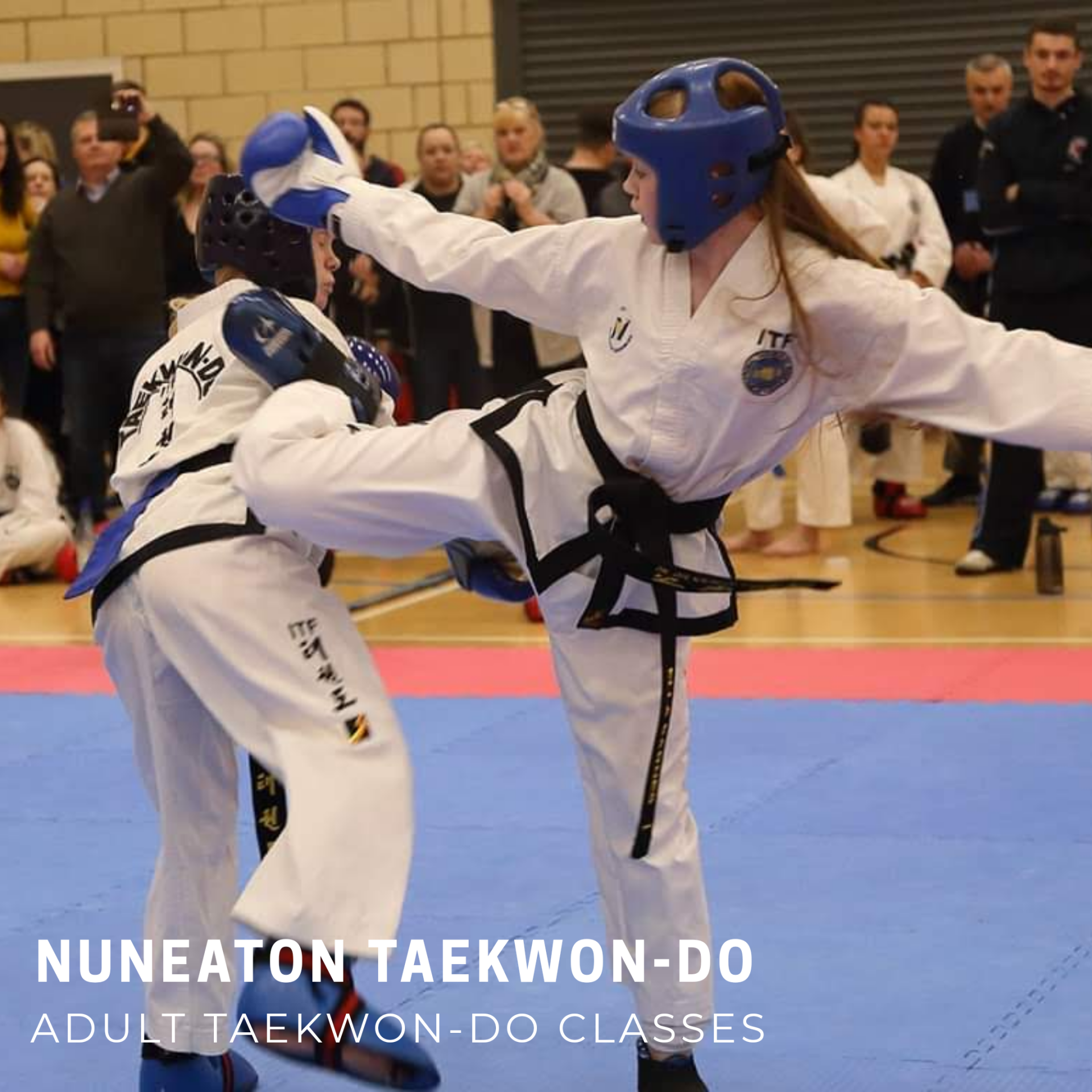 Taekwondo students sparring