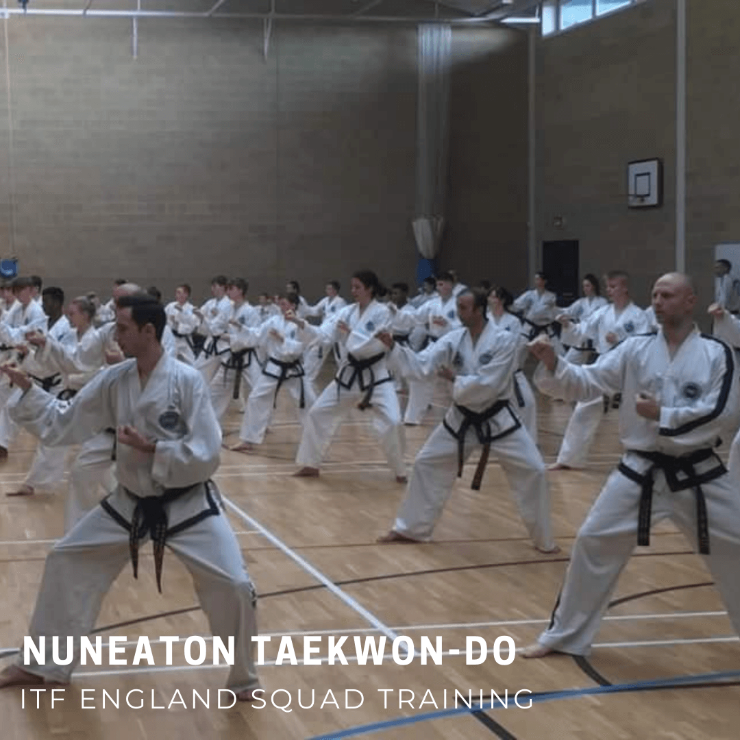 Martial Arts students blocking ITF England squad training