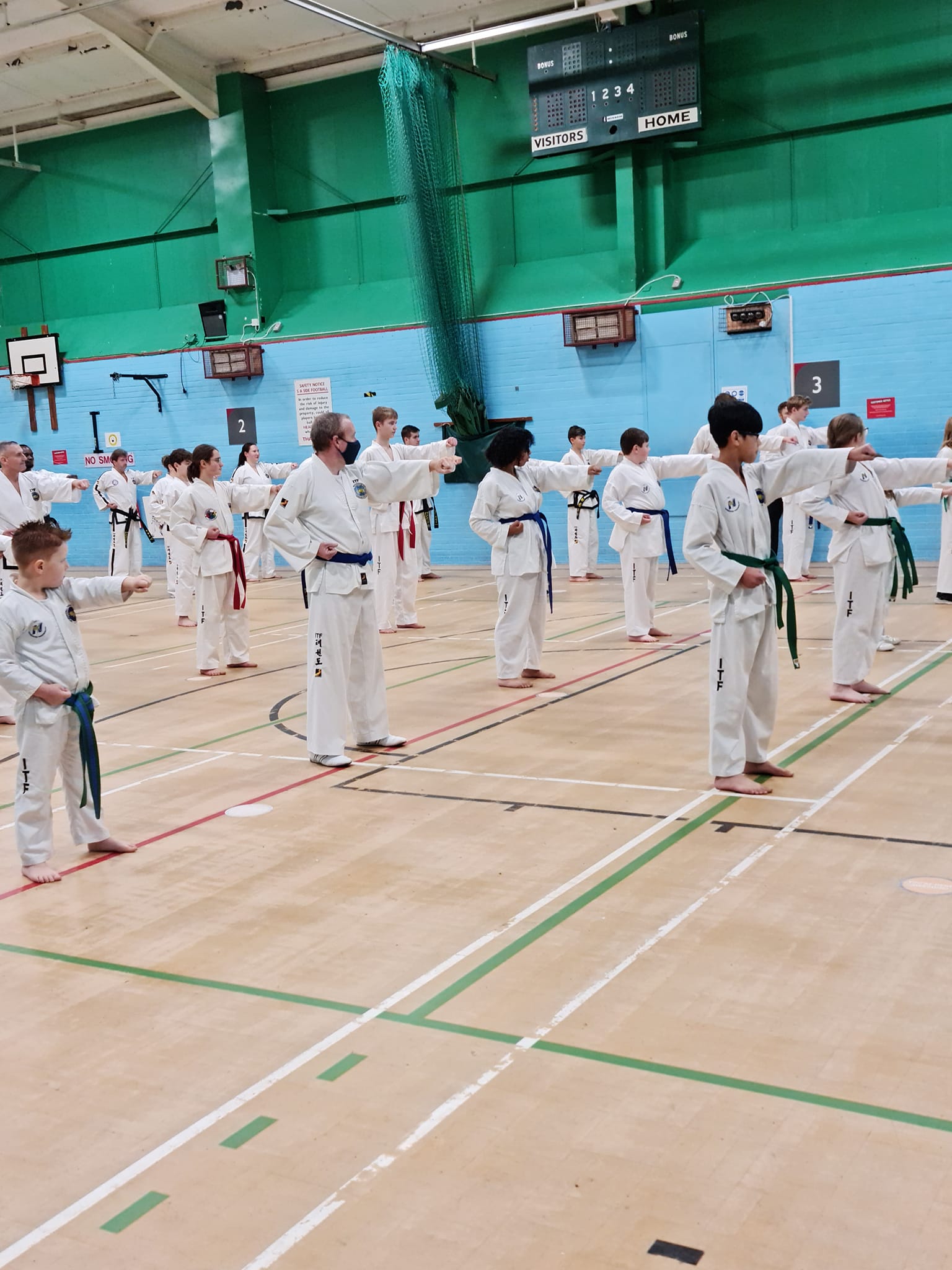 Students lined up punching