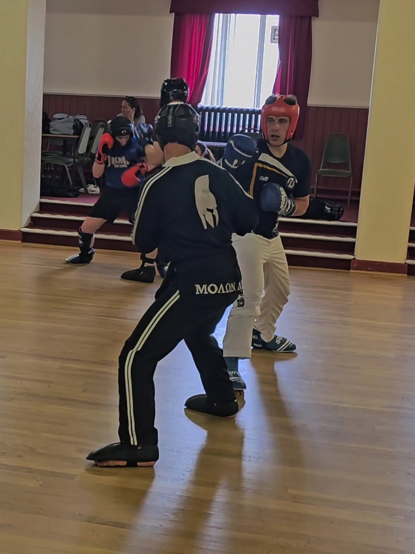 Two students sparring