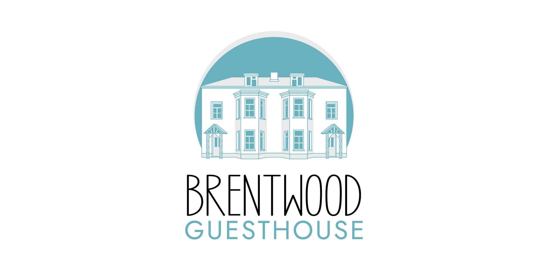 The logo for brentwood guesthouse shows a white house in a circle.