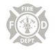 a gray and white fire department logo on a white background .
