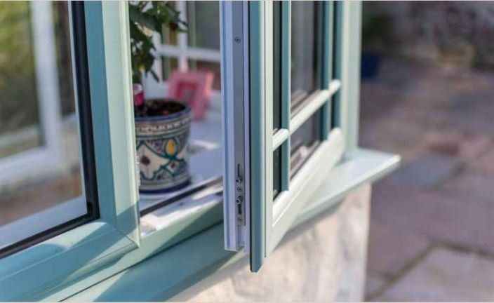 green casement windows