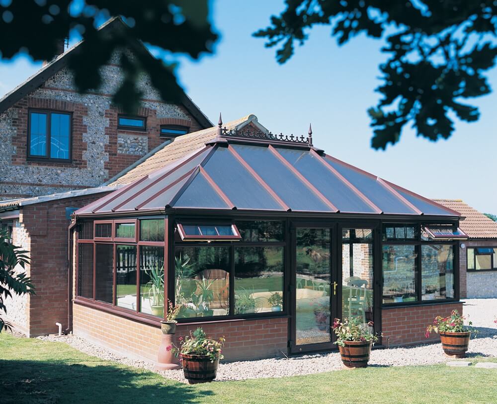 a stunning Gable conservatory with mirror windows